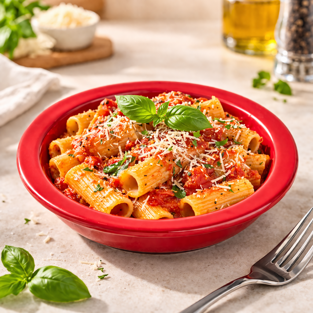 Ceramic Red Artisan Pasta Plate
